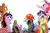 Size: 1400x919 | Tagged: safe, artist:andypriceart, derpibooru import, edit, idw, applejack, fluttershy, pinkie pie, rainbow dash, rarity, spike, twilight sparkle, twilight sparkle (alicorn), alicorn, dragon, earth pony, pegasus, pony, unicorn, spoiler:comic, spoiler:comic35, check em, exploitable, exploitable meme, fear, female, floppy ears, mane six, mane six encounter villains, mare, meme, simple background, template, transparent background, vector