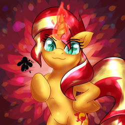 Size: 3000x3000 | Tagged: safe, artist:katakiuchi4u, sunset shimmer, pony, female, looking at you, magic, mare, solo