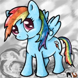 Size: 420x420 | Tagged: safe, artist:mechawaffle, rainbow dash, pegasus, pony, female, mare, simple background, solo