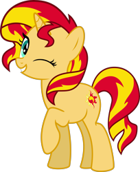 Size: 6031x7387 | Tagged: safe, artist:jhayarr23, sunset shimmer, pony, unicorn, absurd resolution, cute, female, looking at you, mare, one eye closed, raised hoof, shimmerbetes, simple background, smiling, solo, transparent background, vector, wink