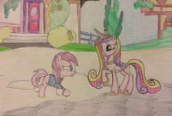 Size: 659x446 | Tagged: safe, artist:alice pinston, piña colada, princess cadance, alicorn, earth pony, pony, promise (audio drama), raised hoof, traditional art