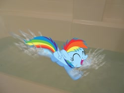 Size: 960x720 | Tagged: safe, artist:loneart8100, rainbow dash, fanfic:my little dashie, bath, filly, irl, photo, ponies in real life