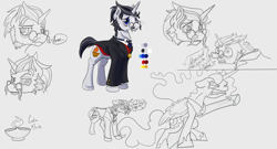 Size: 4000x2160 | Tagged: safe, artist:firimil, princess luna, oc, oc:midnight oil (unicorn), alicorn, pony, unicorn, fanfic:green, fanfic, fanfic art, reference sheet