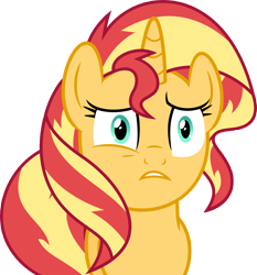 Size: 7000x7509 | Tagged: safe, artist:luckreza8, sunset shimmer, pony, unicorn, mirror magic, spoiler:eqg specials, absurd resolution, concerned, female, mare, simple background, solo, transparent background, vector