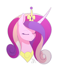 Size: 2400x3000 | Tagged: safe, artist:souladdicted, princess cadance, alicorn, pony, crown, curved horn, eyes closed, female, jewelry, mare, regalia, simple background, solo, transparent background, white outline