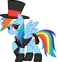 Size: 689x738 | Tagged: safe, artist:pika4chu, rainbow dash, pegasus, pony, clothes, hat, solo, top hat, tuxedo