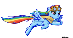 Size: 893x469 | Tagged: safe, artist:inivonwini, rainbow dash, pegasus, pony, clothes, goggles, scarf, simple background, transparent background