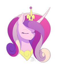 Size: 2400x3000 | Tagged: safe, artist:souladdicted, princess cadance, alicorn, pony, crown, curved horn, eyes closed, jewelry, regalia, simple background, solo