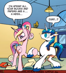 Size: 661x723 | Tagged: safe, artist:andypriceart, edit, editor:symphonic sync, idw, princess cadance, shining armor, alicorn, pony, unicorn, neigh anything, spoiler:comic11, female, gibberish, holding hooves, hoof hold, male, shiningcadance, shipping, speech bubble, straight, teen princess cadance