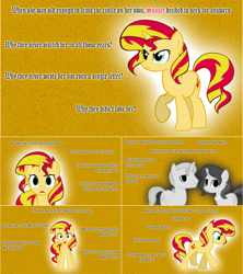 Size: 1284x1444 | Tagged: safe, artist:hakunohamikage, sunset shimmer, oc, oc:autumn shimmer, pony, ask, ask-princesssparkle, crying, no catchlights, sunset shimmer's parents, tumblr, vector