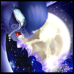 Size: 1024x1024 | Tagged: safe, artist:tulipvictoria, nightmare moon, princess luna, alicorn, pony, crying, moon, open mouth, solo, stars, transformation