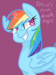 Size: 355x473 | Tagged: safe, artist:steeve, rainbow dash, pegasus, pony, blue coat, female, mare, multicolored mane