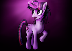 Size: 800x570 | Tagged: safe, artist:alvh-omega, derpibooru import, twilight sparkle, unicorn twilight, pony, unicorn, dark, female, glowing horn, mare, solo