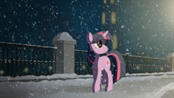 Size: 3840x2160 | Tagged: safe, artist:the-dark-tc, derpibooru import, twilight sparkle, city, night, scenery, scenery porn, snow, snowfall, solo