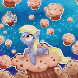 Size: 600x600 | Tagged: safe, artist:mkfileur, derpy hooves, rainbow dash, pegasus, pony, cute, duo, female, mare, muffin, prone, that pony sure does love muffins