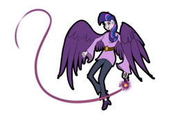 Size: 400x267 | Tagged: safe, artist:xormak, derpibooru import, twilight sparkle, twilight sparkle (alicorn), alicorn, human, humanized, solo, wand, winged humanization, wings