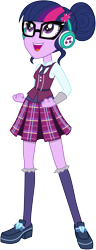 Size: 5000x13000 | Tagged: safe, artist:caliazian, derpibooru import, edit, sci-twi, twilight sparkle, equestria girls, friendship games, .ai available, absurd resolution, adobe illustrator, clothes, crystal prep academy, crystal prep academy uniform, crystal prep shadowbolts, fist, headphones, implied vinyl scratch, listening, music, open mouth, pleated skirt, school uniform, simple background, singing, skirt, solo, transparent background, vector, vector edit, what more is out there