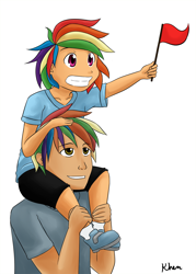 Size: 1000x1400 | Tagged: safe, artist:kprovido, rainbow blaze, rainbow dash, humanized, young