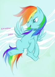 Size: 722x1007 | Tagged: safe, artist:playswithscissors05, rainbow dash, pegasus, pony, female, mare, simple background, solo