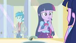 Size: 1024x576 | Tagged: safe, derpibooru import, screencap, thunderbass, twilight sparkle, twilight sparkle (alicorn), alicorn, equestria girls, equestria girls (movie), background human, bathroom, this strange world