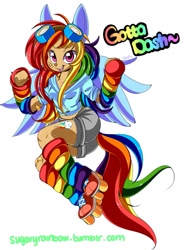 Size: 767x1042 | Tagged: safe, artist:sugaryrainbow, rainbow dash, eared humanization, humanized, solo, tailed humanization, winged humanization