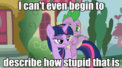 Size: 605x340 | Tagged: safe, derpibooru import, screencap, spike, twilight sparkle, dragon, pony, dragons riding ponies, image macro, meme, reaction image, riding