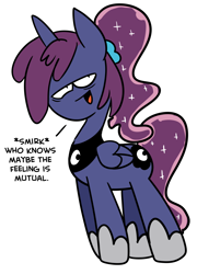 Size: 1200x1668 | Tagged: safe, artist:fauxsquared, princess luna, alicorn, pony, dialogue, female, implied lesbian, implied luxie, implied shipping, luna-afterdark, reaction image, solo, trixie is magic