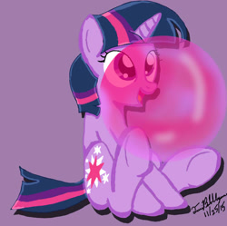 Size: 674x671 | Tagged: safe, derpibooru import, twilight sparkle, bubblegum, cute, food, gum, solo