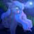 Size: 1024x1024 | Tagged: safe, artist:vvalent, princess luna, alicorn, pony, chest fluff, cute, cute little fangs, eye reflection, fangs, forest, moon, night, reflection, solo