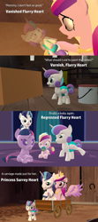 Size: 1920x4320 | Tagged: safe, artist:red4567, princess cadance, princess flurry heart, shining armor, alicorn, pony, unicorn, comic:princess punny heart 2, spoiler:infinity war, 3d, age regression, avengers: infinity war, baby ponies, babylight sparkle, cart, comic, diaper, disappearing, disintegration, hilarious in hindsight, i don't feel so good, implied death, source filmmaker, spoilers for another series, surrey, table, varnish