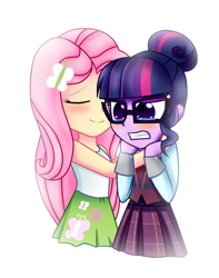 Size: 1161x1473 | Tagged: safe, artist:tarana10, derpibooru import, fluttershy, sci-twi, twilight sparkle, equestria girls, friendship games, crying, hug, kindness, scene interpretation