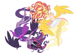 Size: 1280x895 | Tagged: safe, artist:buryooooo, derpibooru import, midnight sparkle, sci-twi, sunset shimmer, twilight sparkle, equestria girls, friendship games, daydream shimmer, duo, eye contact