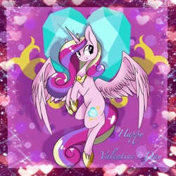 Size: 2048x2048 | Tagged: safe, artist:honeysheep, princess cadance, alicorn, pony, cutie mark background, solo, spread wings, valentine's day