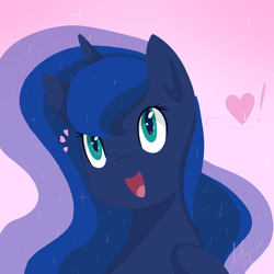 Size: 3000x3000 | Tagged: safe, artist:maravor, princess luna, alicorn, pony, exclamation point, female, gradient background, heart, looking at you, mare, open mouth, open smile, smiling, solo