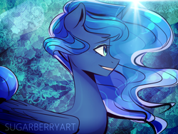 Size: 1280x960 | Tagged: safe, artist:sugarberry, princess luna, alicorn, pony, female, mare, missing accessory, smiling, solo