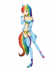 Size: 1944x2592 | Tagged: safe, artist:kulli95, rainbow dash, eared humanization, humanized, solo, tailed humanization