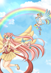 Size: 635x900 | Tagged: safe, artist:amai--kiss, fluttershy, rainbow dash, humanized, winged humanization