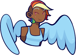 Size: 942x678 | Tagged: safe, artist:favouritefi, rainbow dash, dark skin, humanized, solo, undercut, winged humanization