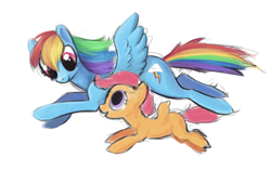 Size: 1836x1153 | Tagged: safe, artist:loppagus, rainbow dash, scootaloo, pegasus, pony, scootaloo can fly, sketch