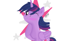 Size: 1280x720 | Tagged: safe, artist:jbond, derpibooru import, twilight sparkle, twilight sparkle (alicorn), alicorn, pony, cutie mark, female, mare, request, solo, wink