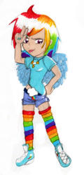 Size: 620x1287 | Tagged: safe, artist:lolly-pop-girl732, rainbow dash, chibi, humanized, solo