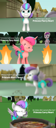 Size: 1920x4320 | Tagged: safe, artist:red4567, princess cadance, princess flurry heart, alicorn, pony, 3d, absurd resolution, angry, baby, baby pony, blurry, curry, diaper, fire, food, fury, fury heart, glasses, ladle, name pun, princess punny heart, source filmmaker