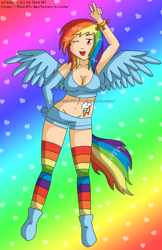 Size: 480x740 | Tagged: safe, artist:izka197, rainbow dash, humanized, tailed humanization, winged humanization