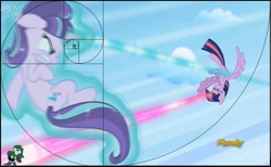 Size: 1154x713 | Tagged: safe, derpibooru import, screencap, starlight glimmer, twilight sparkle, twilight sparkle (alicorn), alicorn, pony, the cutie re-mark, bronystate, composition, discovery family logo, female, fibonacci, fibonacci spiral, glowing horn, golden ratio, golden rectangle, levitation, magic, mare, s5 starlight, self-levitation, telekinesis