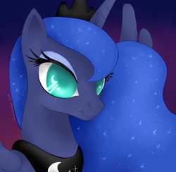 Size: 836x817 | Tagged: safe, artist:agletka, princess luna, alicorn, pony, colored pupils, gradient background, heart eyes, smiling, solo, twilight (astronomy), wingding eyes