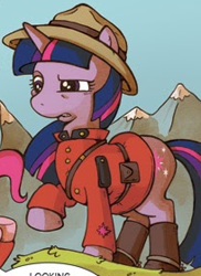 Size: 204x280 | Tagged: safe, derpibooru import, idw, pinkie pie, twilight sparkle, earth pony, pony, spoiler:comic, canada, canadian, clothes, costume, mountie, outfit catalog, royal canadian mounted police