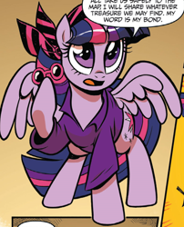 Size: 932x1156 | Tagged: safe, derpibooru import, idw, twilight sparkle, twilight sparkle (alicorn), alicorn, pony, spoiler:comic, spoiler:comic13, clothes, costume, female, mare, outfit catalog, pirate, solo