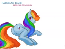 Size: 2000x1500 | Tagged: safe, artist:hannahdash, rainbow dash, pegasus, pony, butt, cute, dashabetes, female, looking at you, looking back, looking back at you, mare, plot, prone, solo, wingless