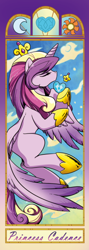 Size: 230x646 | Tagged: safe, artist:yukandasama, princess cadance, alicorn, pony, bookmark, crescent moon, crystal heart, moon, solo, stained glass, sun