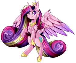 Size: 2906x2400 | Tagged: safe, artist:sonica98, princess cadance, alicorn, pony, cheek fluff, chest fluff, ear fluff, heart eyes, simple background, solo, transparent background, wingding eyes